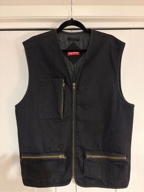 Supreme Black Denim Quilted Vest